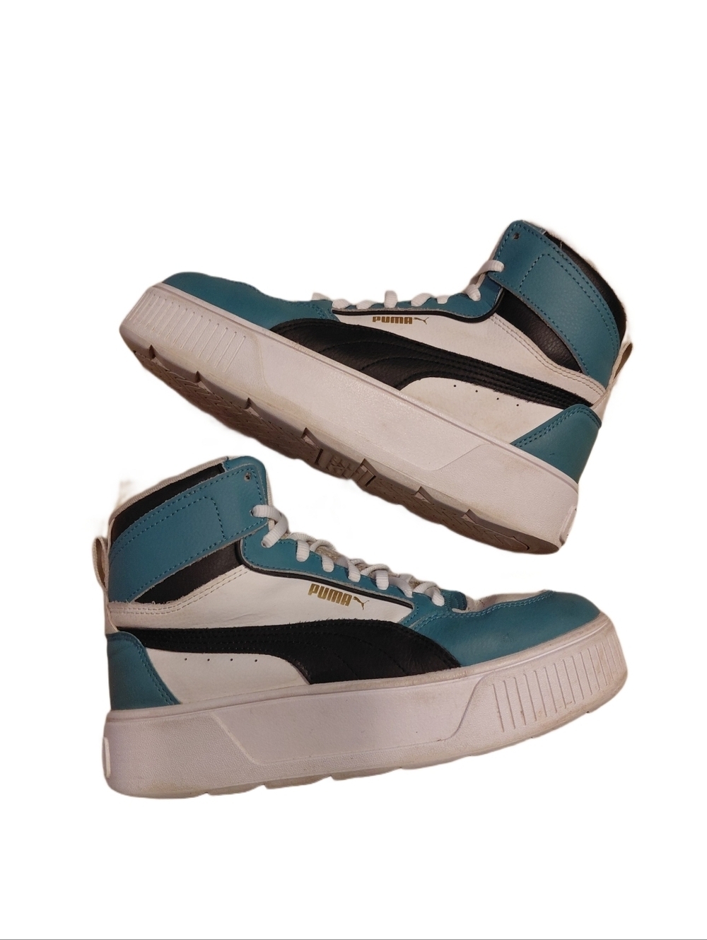 Puma Karmen Rebelle Women's Sz 7 High-Top Sneakers Teal, White & Black Platform